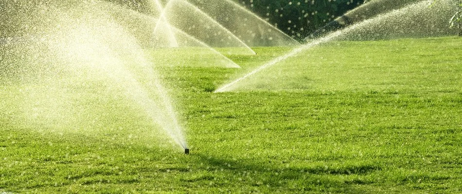 Raleigh, NC home with a running irrigation system.